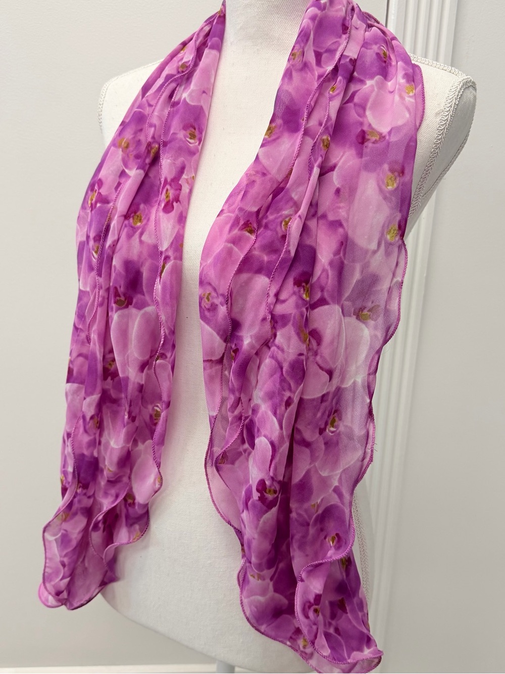 Calvin Klein Purple Floral Sheer Scarf